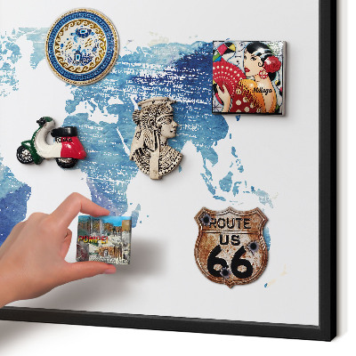 Lavagna magnetica in metallo decorata di colore nero Mappa ad acquerello