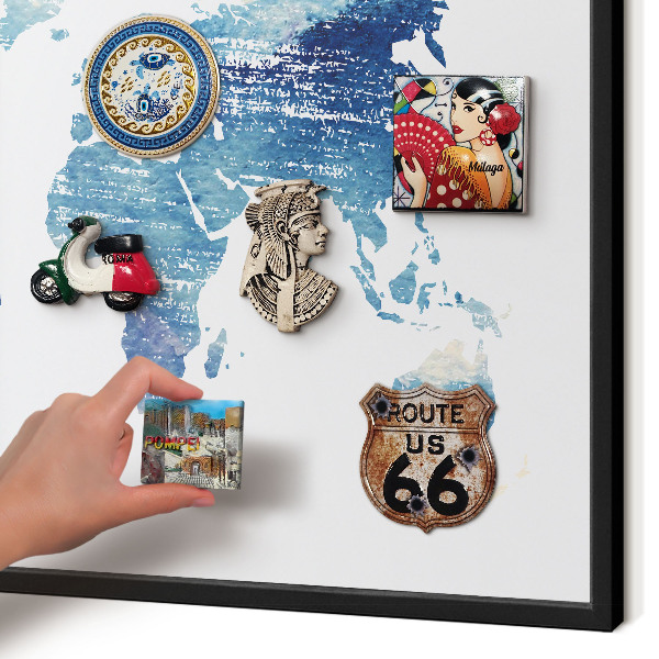 Lavagna magnetica in metallo decorata di colore nero Mappa ad acquerello