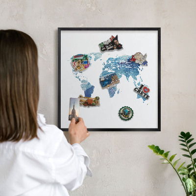Lavagna magnetica in metallo decorata di colore nero Mappa ad acquerello
