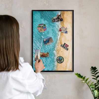 Lavagna magnetica in metallo decorata di colore nero Mare e spiaggia