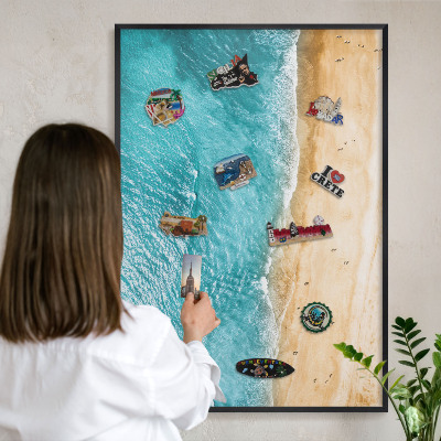 Lavagna magnetica in metallo decorata di colore nero Mare e spiaggia