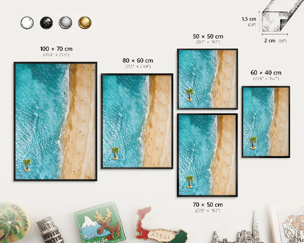 Lavagna magnetica in metallo decorata di colore nero Mare e spiaggia