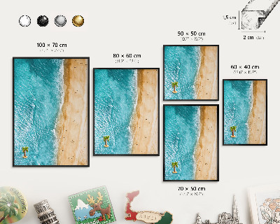 Lavagna magnetica in metallo decorata di colore nero Mare e spiaggia