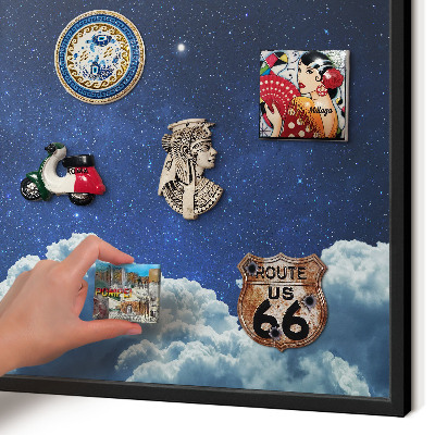 Lavagna magnetica in metallo decorata di colore nero Notte cosmica