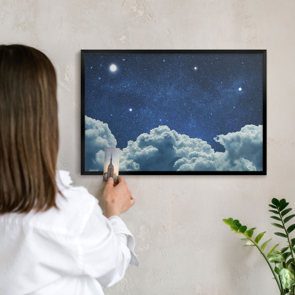 Lavagna magnetica in metallo decorata di colore nero Notte cosmica