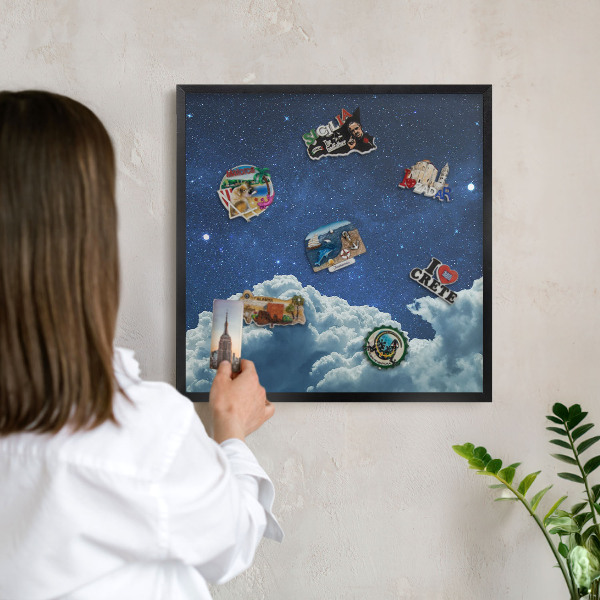 Lavagna magnetica in metallo decorata di colore nero Notte cosmica
