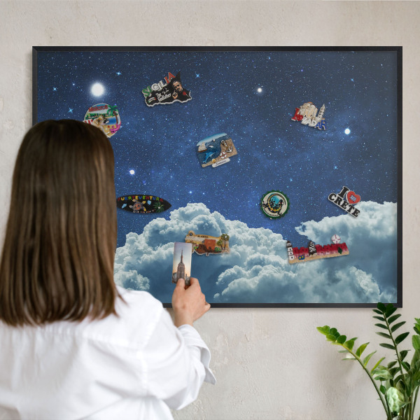 Lavagna magnetica in metallo decorata di colore nero Notte cosmica