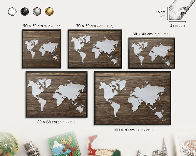 Lavagna magnetica in metallo decorata di colore nero Mappa in legno
