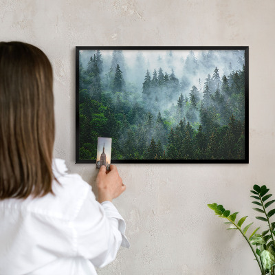 Lavagna magnetica in metallo decorata di colore nero Foresta misteriosa