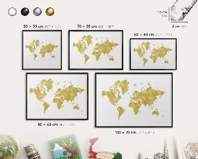 Lavagna magnetica per collezioni di calamite con cornice nera Mappa del mondo