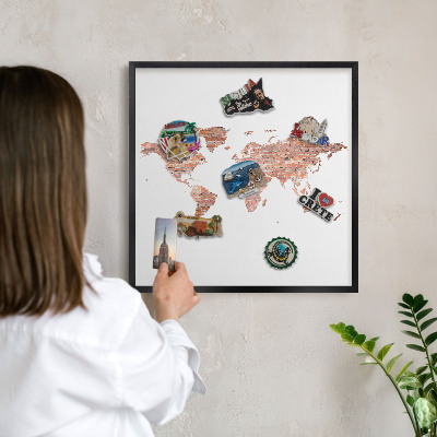 Lavagna magnetica per collezioni di calamite con cornice nera Mappa dei mattoni