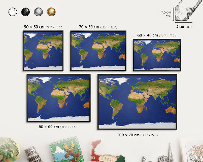 Lavagna magnetica per collezioni di calamite con cornice nera Mappare il globo