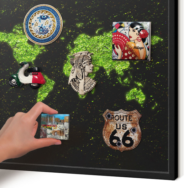 Lavagna magnetica in metallo decorata di colore nero Mappa verde