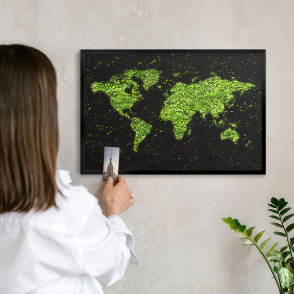 Lavagna magnetica in metallo decorata di colore nero Mappa verde