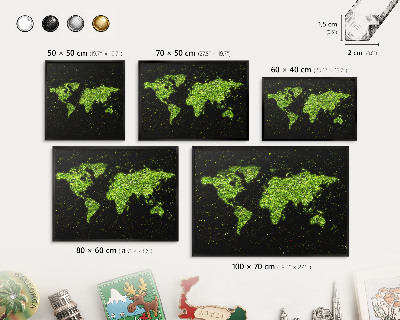 Lavagna magnetica in metallo decorata di colore nero Mappa verde