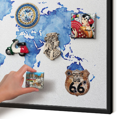 Lavagna magnetica in metallo decorata di colore nero Mappa ad acquerello