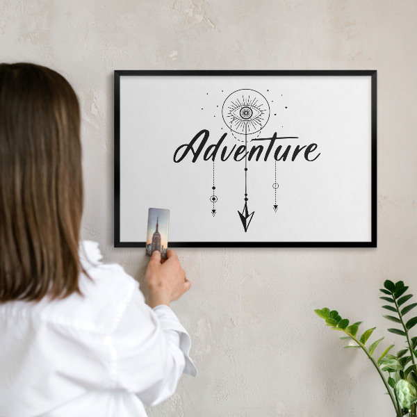 Lavagna magnetica in metallo decorata di colore nero Tema avventura