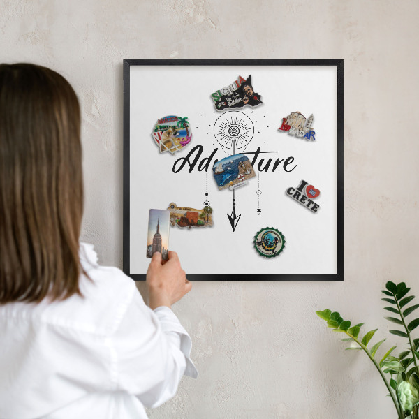 Lavagna magnetica in metallo decorata di colore nero Tema avventura