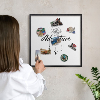 Lavagna magnetica in metallo decorata di colore nero Tema avventura