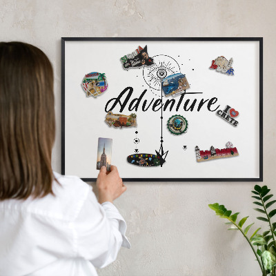 Lavagna magnetica in metallo decorata di colore nero Tema avventura