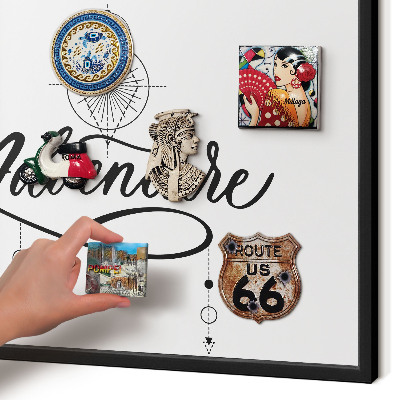 Lavagna magnetica in metallo decorata di colore nero Avventura tipografica