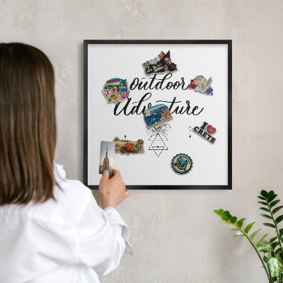 Lavagna magnetica in metallo decorata di colore nero Avventura all'aria aperta