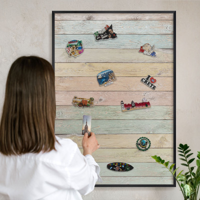 Lavagna magnetica in metallo decorata di colore nero Tavole rustiche