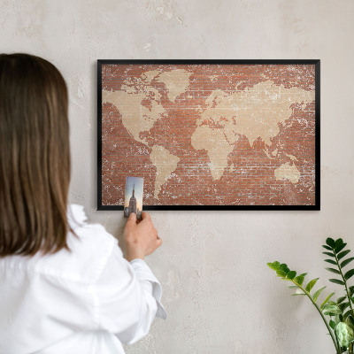 Lavagna magnetica per collezioni di calamite con cornice nera Mappa dei mattoni