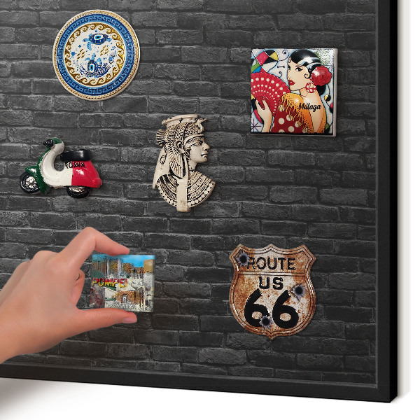 Lavagna magnetica in metallo decorata di colore nero Muro di mattoni
