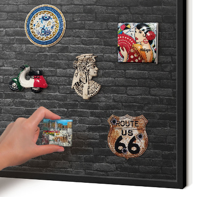 Lavagna magnetica in metallo decorata di colore nero Muro di mattoni