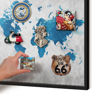 Lavagna magnetica in metallo decorata di colore nero Mappa ad acquerello