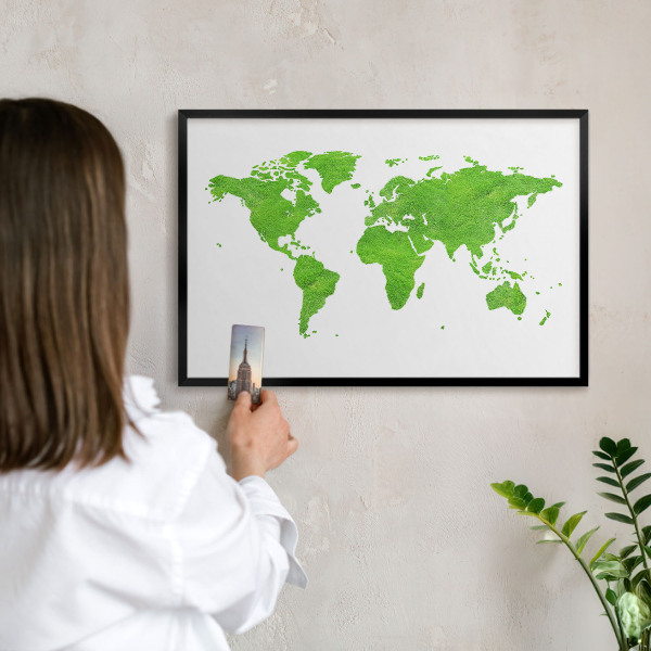 Lavagna magnetica in metallo decorata di colore nero Mappa verde