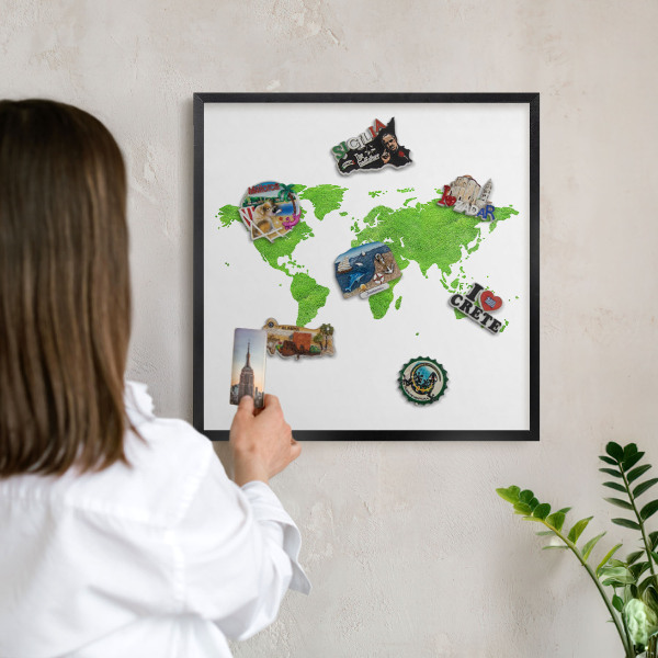 Lavagna magnetica in metallo decorata di colore nero Mappa verde