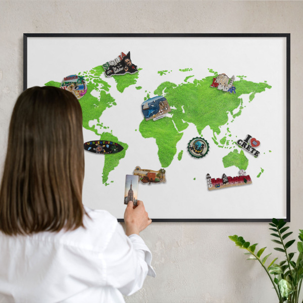 Lavagna magnetica in metallo decorata di colore nero Mappa verde