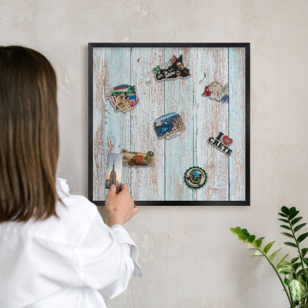 Lavagna magnetica in metallo decorata di colore nero Tavole rustiche