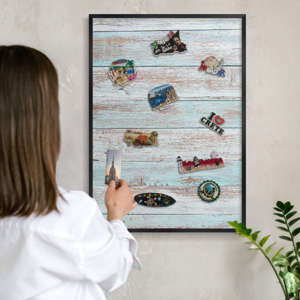 Lavagna magnetica in metallo decorata di colore nero Tavole rustiche