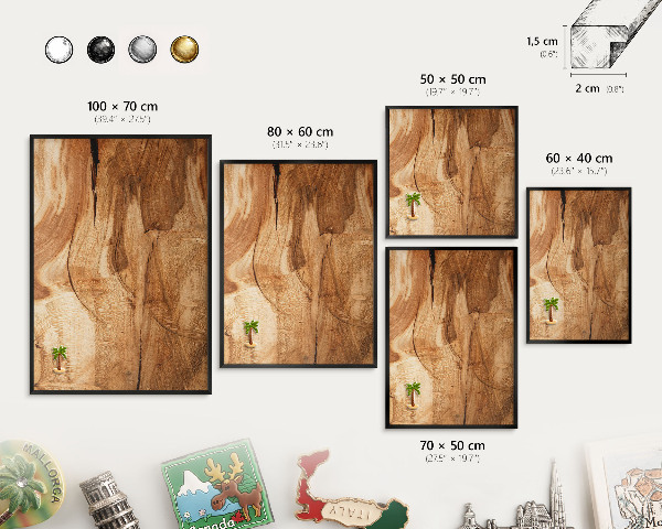 Lavagna magnetica in metallo decorata di colore nero Legno naturale