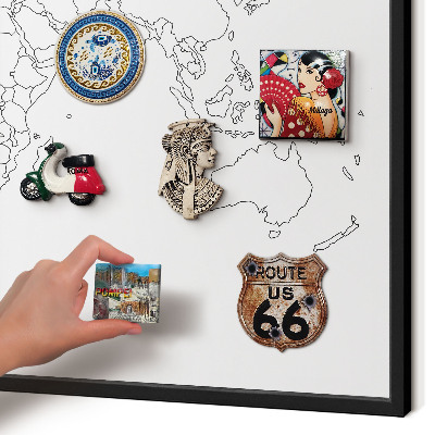 Lavagna magnetica in metallo decorata di colore nero Mappa di contorno