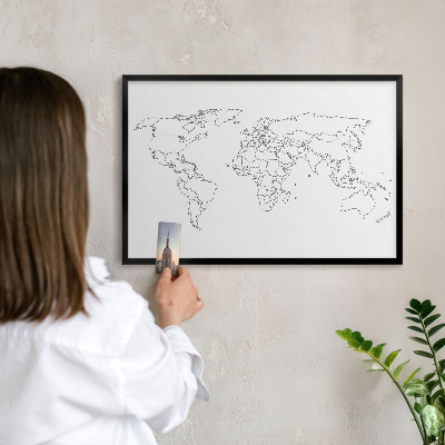 Lavagna magnetica in metallo decorata di colore nero Mappa di contorno