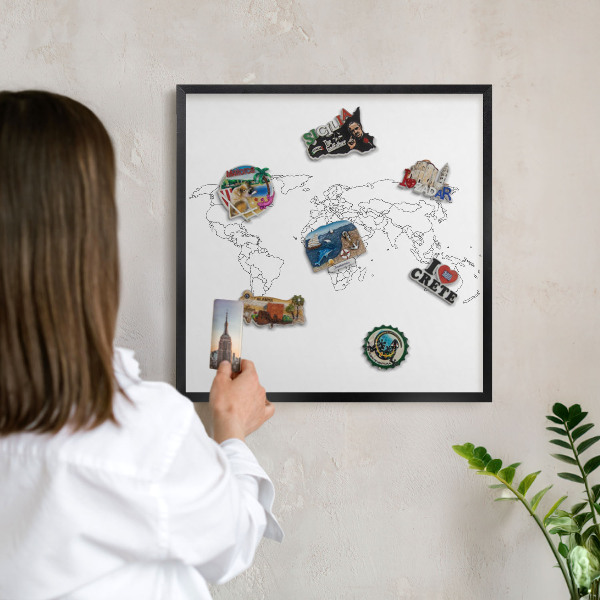 Lavagna magnetica in metallo decorata di colore nero Mappa di contorno
