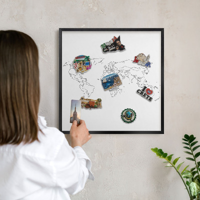 Lavagna magnetica in metallo decorata di colore nero Mappa di contorno