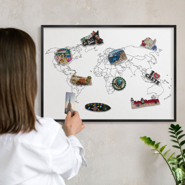Lavagna magnetica in metallo decorata di colore nero Mappa di contorno