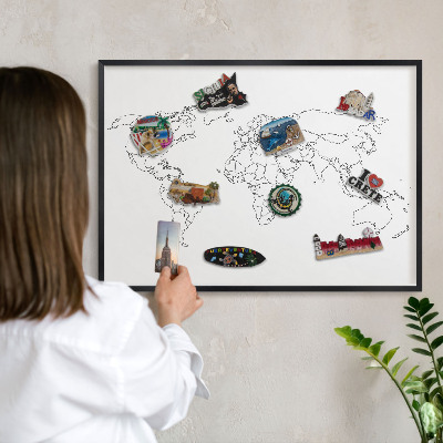 Lavagna magnetica in metallo decorata di colore nero Mappa di contorno