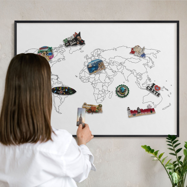 Lavagna magnetica in metallo decorata di colore nero Mappa di contorno