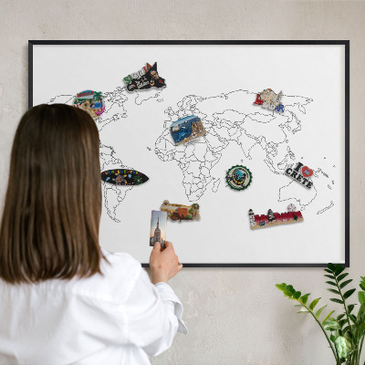 Lavagna magnetica in metallo decorata di colore nero Mappa di contorno