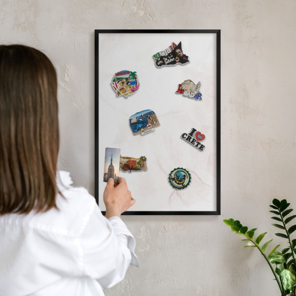 Lavagna magnetica in metallo decorata di colore nero Eleganza del marmo