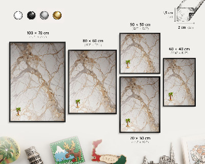 Lavagna magnetica per collezioni di calamite con cornice nera Eleganza del marmo