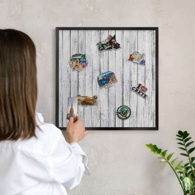 Lavagna magnetica in metallo decorata di colore nero Legni leggeri