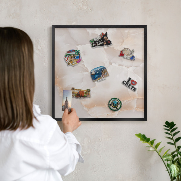 Lavagna magnetica in metallo decorata di colore nero Onde sottili