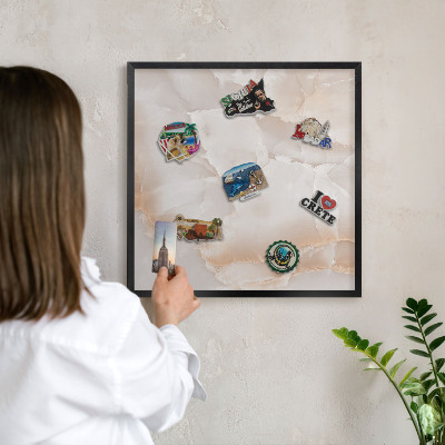 Lavagna magnetica in metallo decorata di colore nero Onde sottili